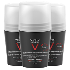 3 x Vichy Homme Anti-Perspirant Deo Roll-on 72h (50 ml)