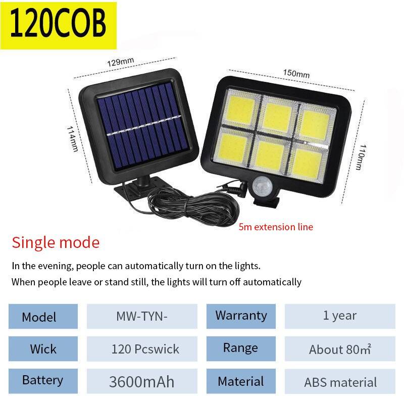 300w 200w 100w led solar ljus utomhus vattentät ip67 trädgårdsgång landskap spotlight vägglampa led solar ljus projektorlampa - 120 kolvar -6- pir