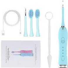 Ladda vibration sonic dental scaler tandstensborttagningsmedel tandfläckar tandstensrengöringsverktyg bleka tänderna eltandborste - 2 in 1 blå
