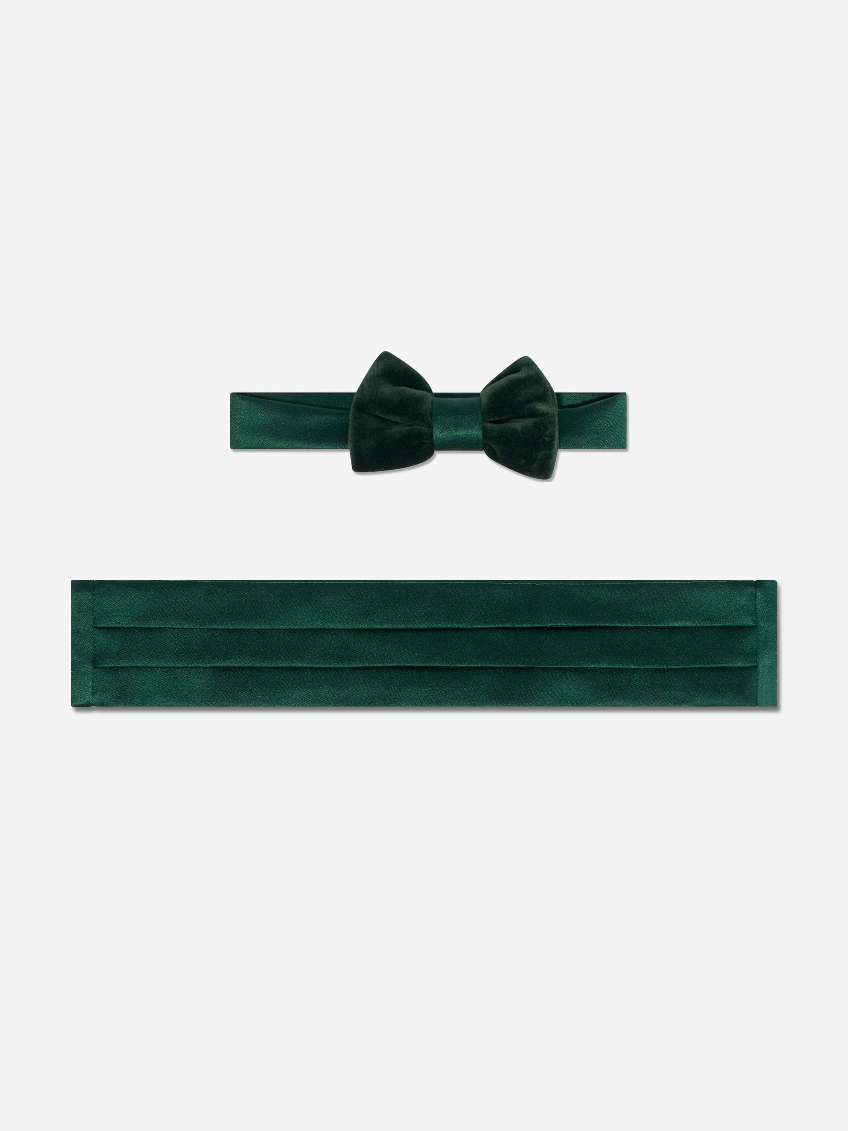 Patachou Boys Velvet Bow Tie in Green - Green / 14 Yrs (14 Yrs)