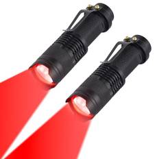 LIAISIMI LED-ficklampa multifunktionell arbet bärbar minilampa 3 lägen vikbar ficklampa perfekt för camping, vandring, nattvision, nattfiske, astronomi och nödsituationer (2, röd)