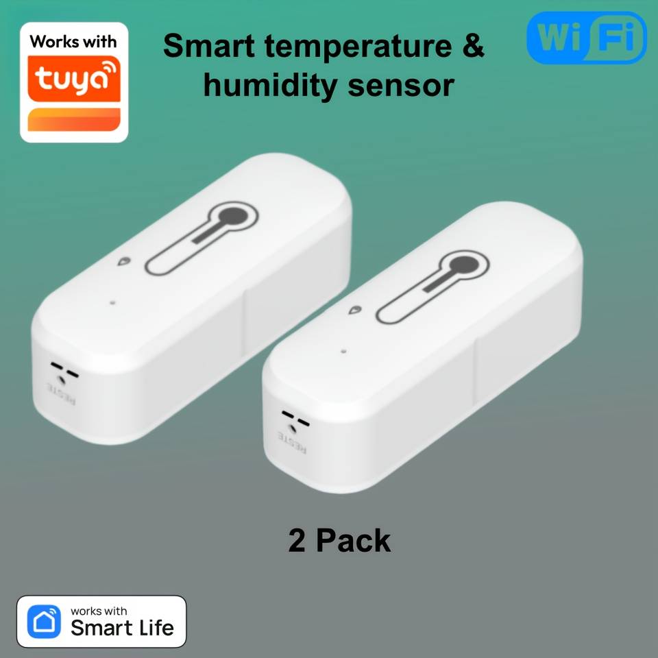 TEMU Wifi Wireless Temperature Humidity Sensor, Wireless Thermometer Hygrometer With Remote Monitor And , Compatible With Alexa Google Home