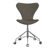 Fritz Hansen - 3117 Sjuan - Helklädd, Tyg, Tonus 613 - Skrivebordsstole - Arne Jacobsen - Brun