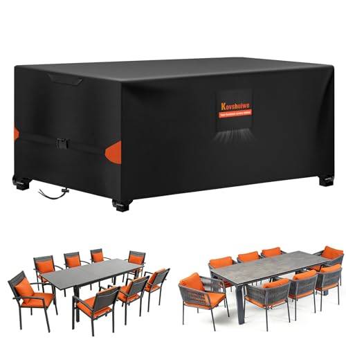 Kovshuiwe Överdrag för trädgårdsmöbler, 213 x 132 x 74 cm uteplats bordsöverdrag 420D slitstarkt oxfordtyg rottingmöbler vindtät anti-UV (svart)