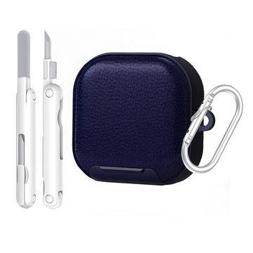 Samsung Galaxy Buds4/Buds4 Pro Elegant fodral med karbinhake och rengöringspennor - blått