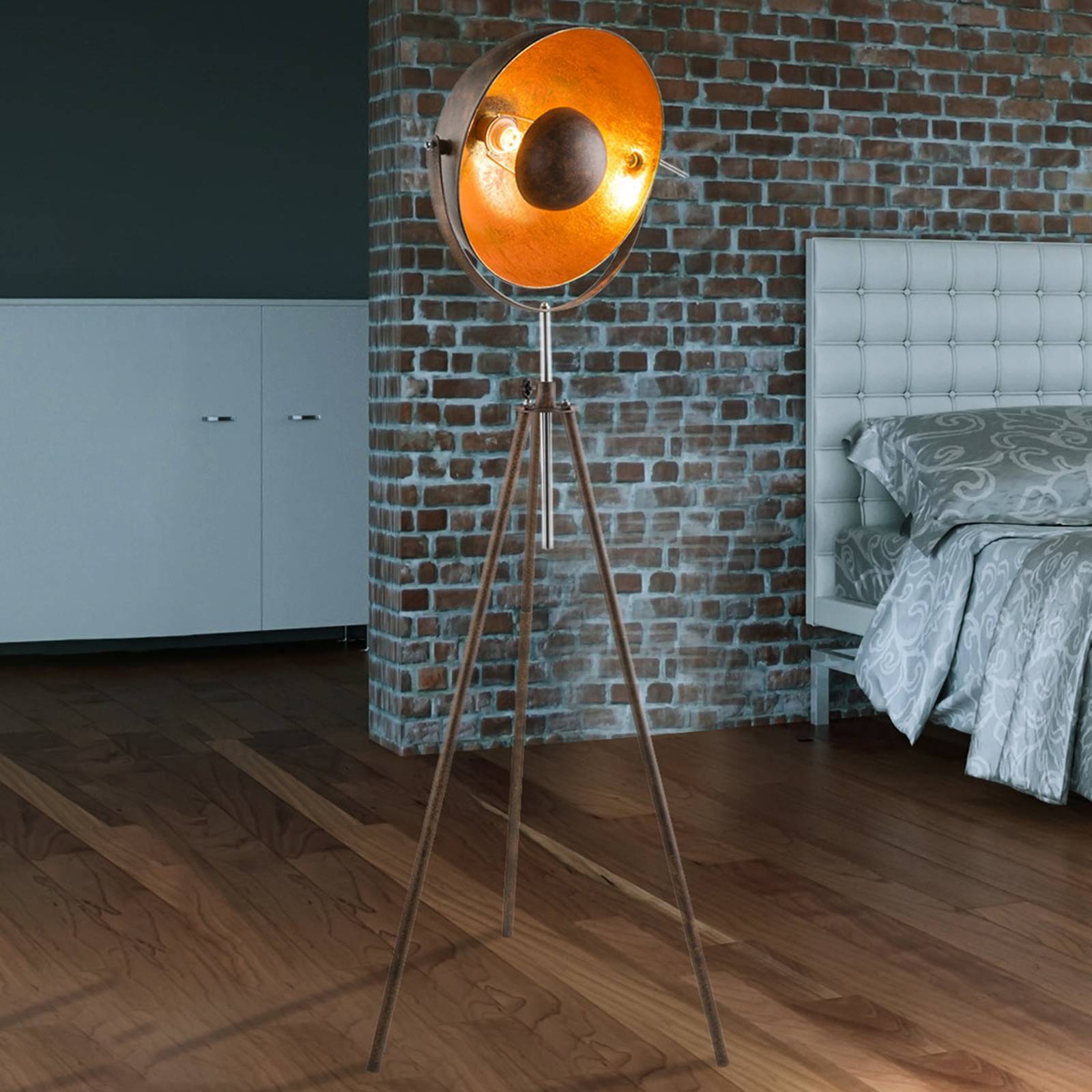 Globo Golvlampa Xirena I, Brun / rost, Vardagsrum / matsal, Metall, Design, Golvlampa