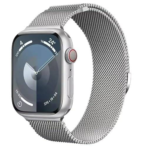 Remmar kompatibla med Apple Watch 38 mm 40 mm 41 mm 42 mm 44 mm 45 mm 46 mm 49 mm dam, rostfritt stål metall kompatibel med serie 10, 9 SE 2) 8 7 6 5 4 3 2 1, 42/44/45/49mm, Rostfritt stål