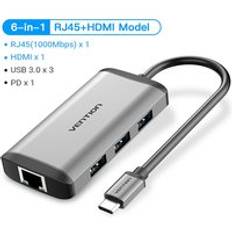 Vention thunderbolt 3 docka usb hub typ c till hdmi usb 3.0 rj45 adapter för macbook samsung dex s10/s9/s8 huawei usb-c omvandlare