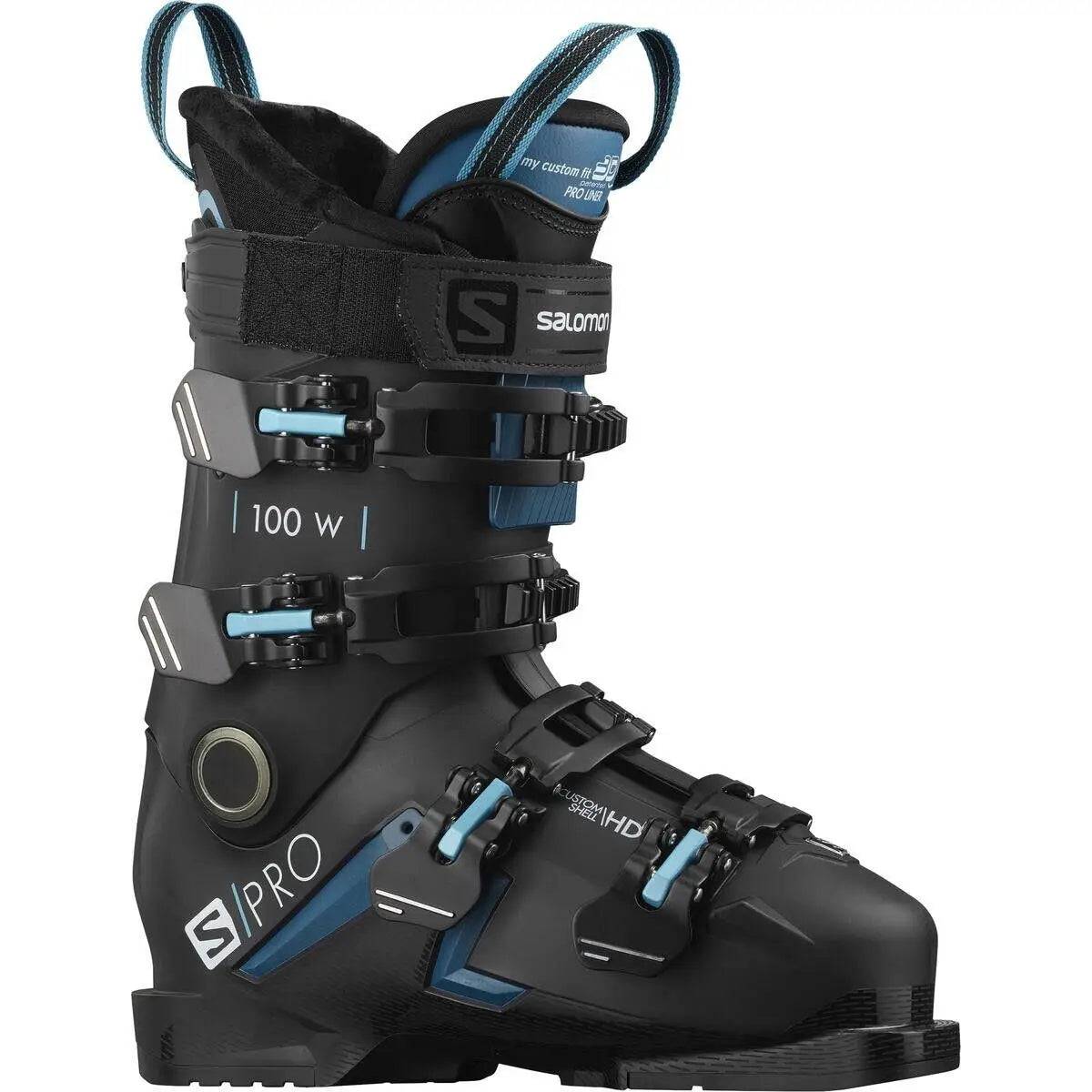 Salomon S / Pro 100 Ski Boots - 28.5 / Black Burgandy Shift Green / Blue