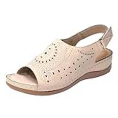 Damen Römer Weite Sandaletten Kilklack Römersandalen Urlaubs-Slingback Strandsandaletten Inomhus Utomhus Orthopädische Flachsandalen Sommer Flach Orthopädische Keilsandalen, vit, 37 EU