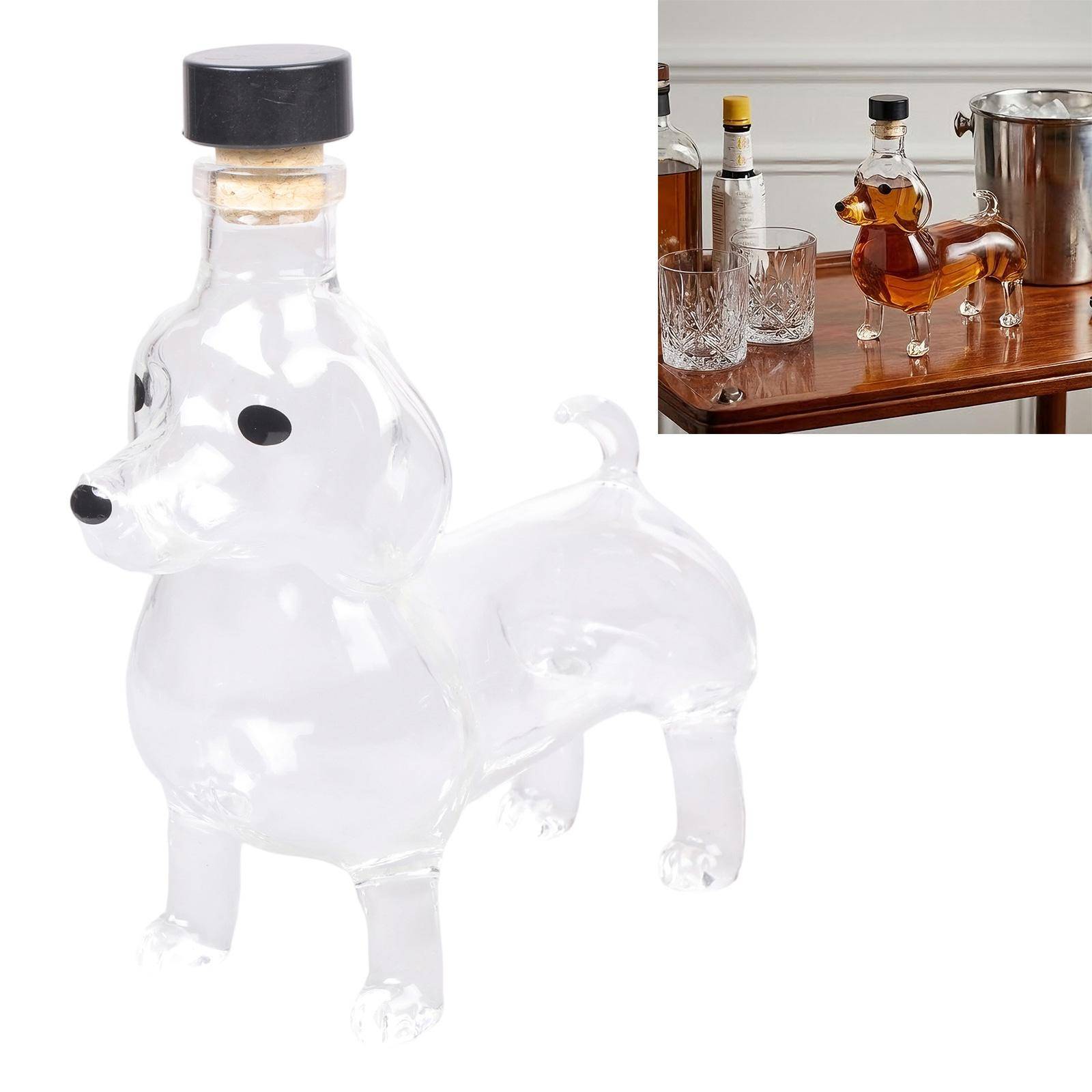 Dachshundformad Whiskeykaraff 300 ml Glasflaska för Whiskeyentusiaster och Heminredning white