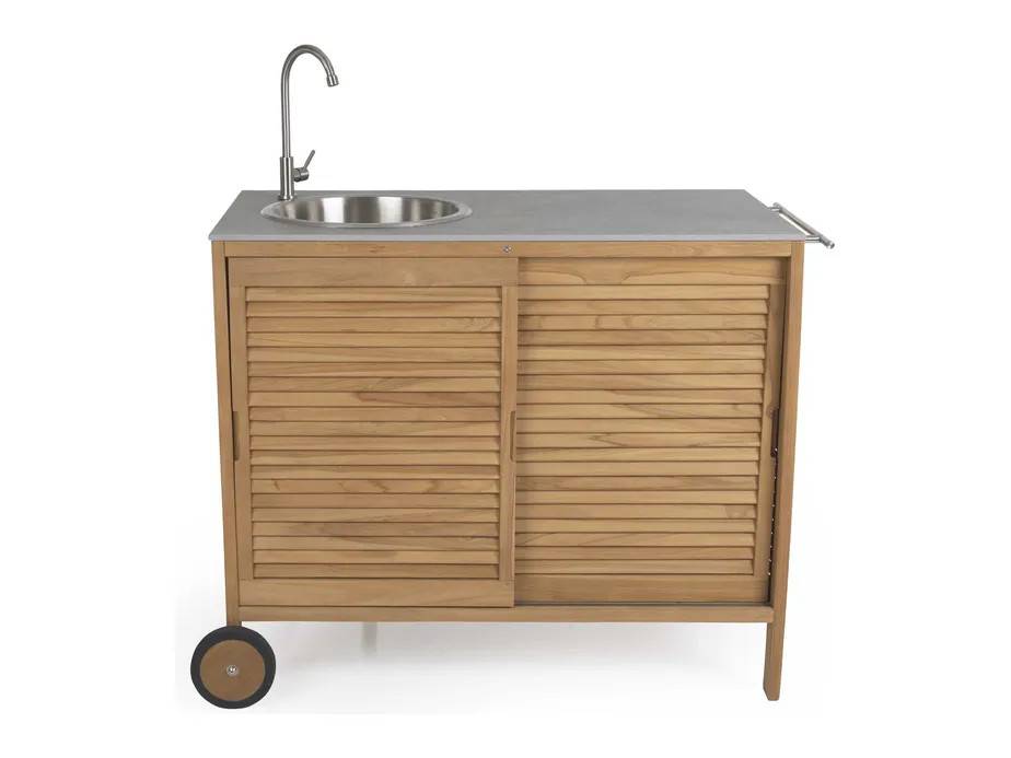 Brafab Figalia utekök Teak/grå marmorlook 124 x 67 cm
