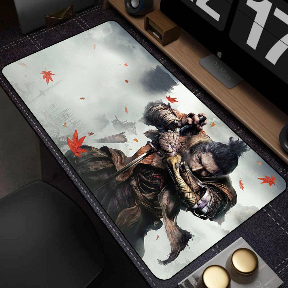 Sekiro Shadows Die Twice Anpassad Musmatta Kant med Sömmar som inte Fransas Slät Tyg Gummibas XL Musmatta för Spel Laptop Skrivbord