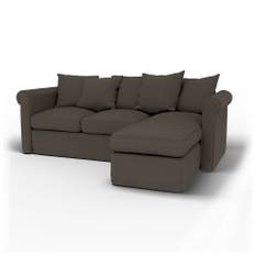 IKEA - Överdrag till Grönlid 3-sitssoffa med schäslong, Mocha, Linne - Bemz