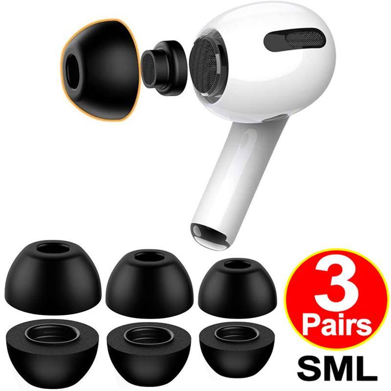 3-1 Par Minnesskum Öronproppar för AirPods Pro 1 2 Brusreducerande Hörlurar Ersättning Mjuka Öronproppar Öronkåpor Svamp Öronkuddar