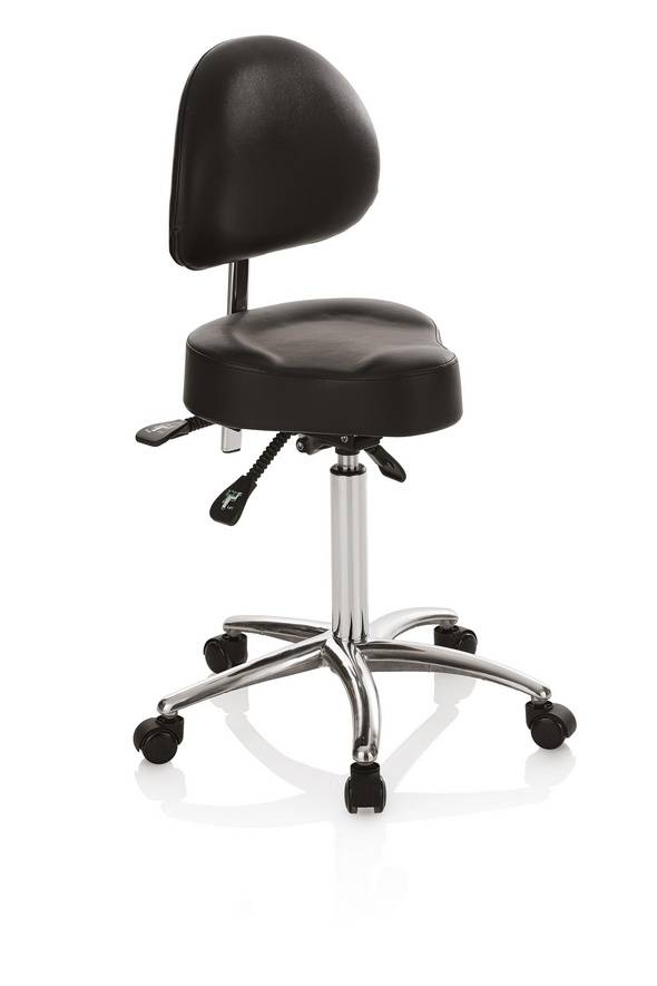 Master Balance Arbejdsstol til frisør m. ryglæn og ergonomisk sæde - Højde: 48-67 cm.