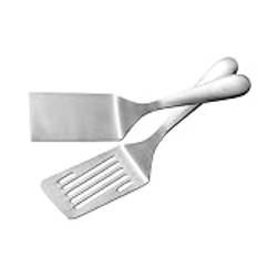 IMEEA 10-tums metallspatlar set SUS304 rostfritt stål stekplatta slitsad hamburgare stekspade platt topp grillspatel för matlagning