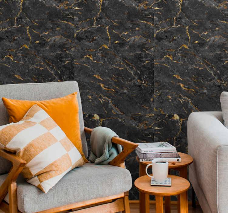 Svart guld marmor imitation marmor effekt tapeter