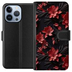 Apple iPhone 13 Pro Sort Tegnebogsetui Intensiva blommor
