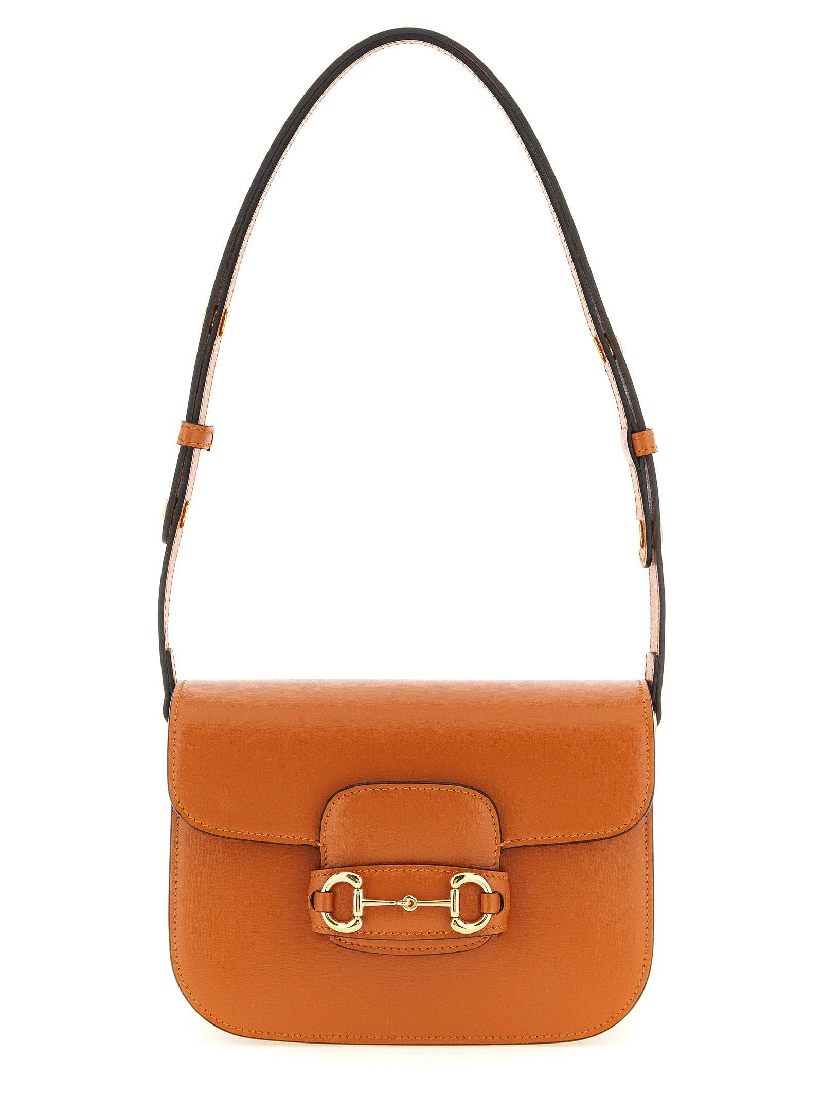 Gucci Horsebit 1955 Axelväska i Orange Kalvskinn