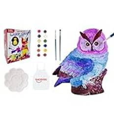 Owl Art Craft Painting Kit, Owl Lamp Painting Kit - Konst och hantverk målarsats - Owl Night Light Art Craft Kits, Måla din egen Owl Lamp för hem, skola, plantskola