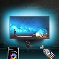 Mexllex 4M USB LED-slingor, intelligent bakgrundsbelysning för tv, musiksynkronisering, LED RGB-slinga, App Control, 4M för tv på 55–75 tum