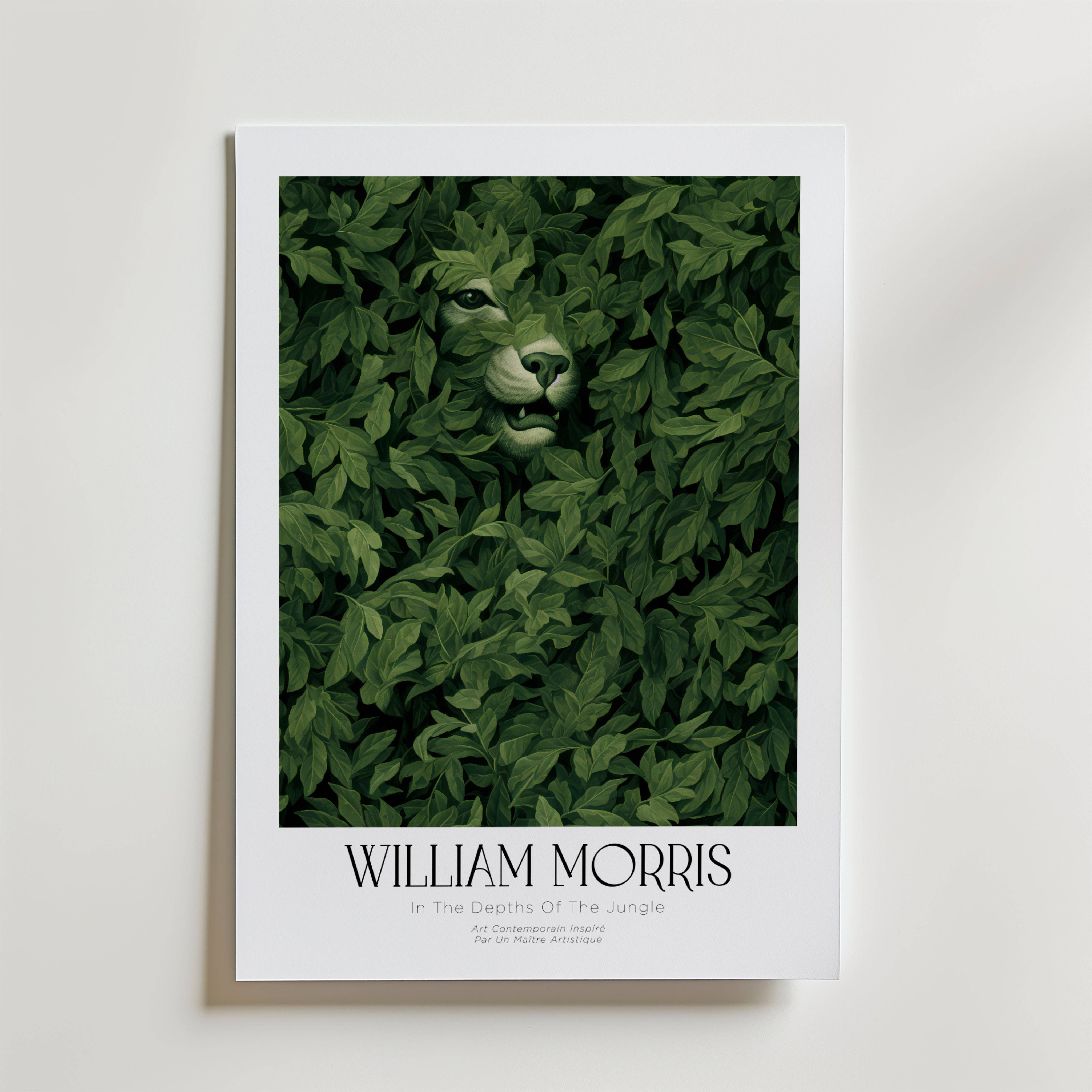 William Morris Hidden Lion Poster - Premium Canvas 50x70 cm