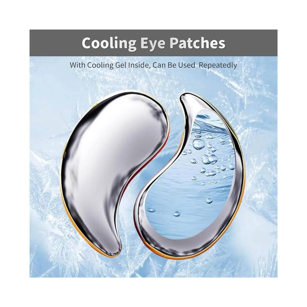 Stainless Steel Moon Shaped Under Eye Cooling Pads for Puffy Eyes, Hot Cold Compress Eye Mask, Reusable