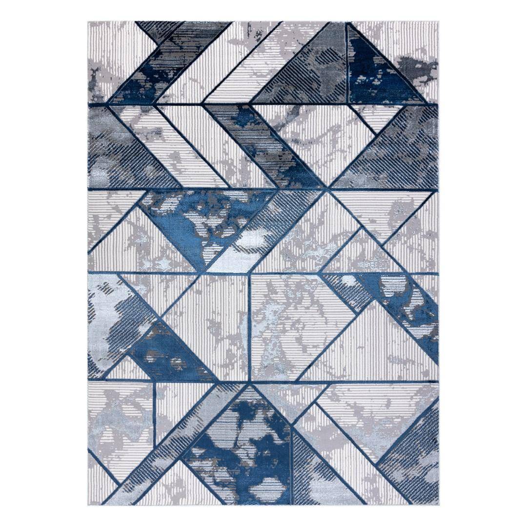 Gulvtæppe Hakano Welli Geometric 2 - blå, 160×220 cm
