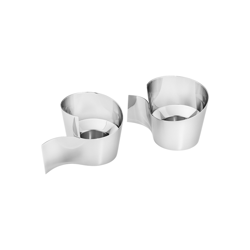Fold värmeljusstake, 2 st., Georg Jensen, Blankpolerat rostfritt stål