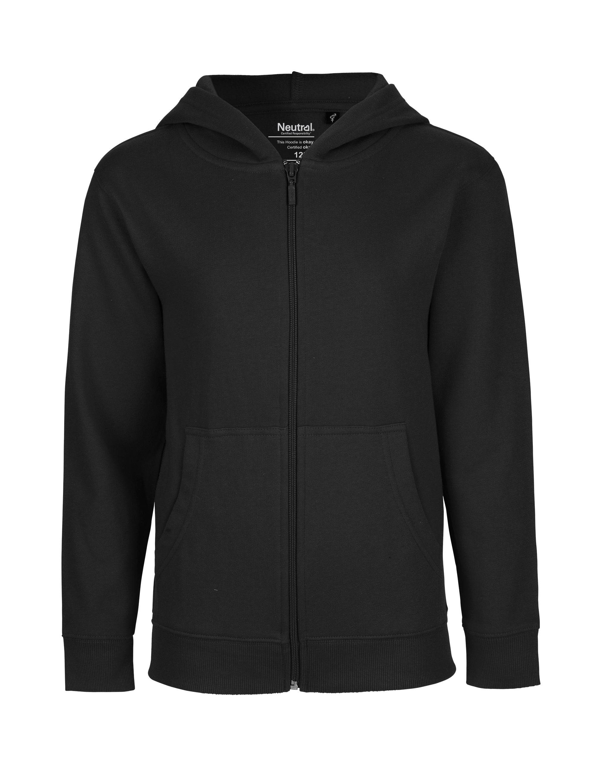 Fairtrade Organic Kids Zipped Hoodie - 10/11 Years / Black (10/11 Years)