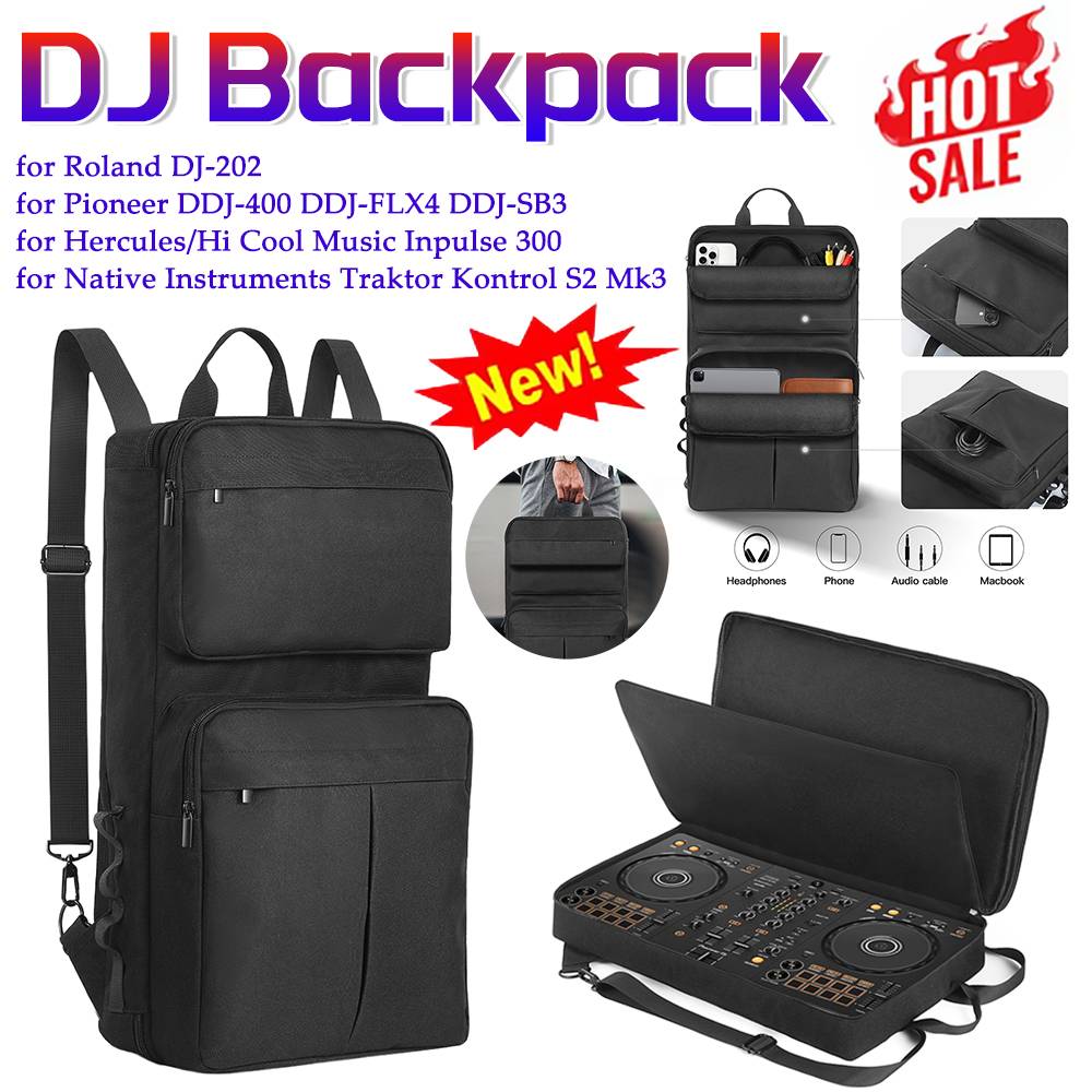 For Pioneer DDJ-400 DDJ-FLX4 Portable DJ Controller Padded Storage Bags Dustproof Turntables Protective Case with Sholder Strap