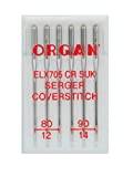 Organ Needles 5487000 nålar plastlåda, silver, 80/90 storlek, 6 fack