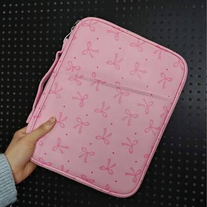 Rosettformat vadderat surfplatteskyddsfodral med handtag, tjock skyddande reseväska, lämplig för iPad, Kindle, kompatibel med Galaxy och Android-surfp - Rosa (12,9~13 tum,9,7~11 tum)