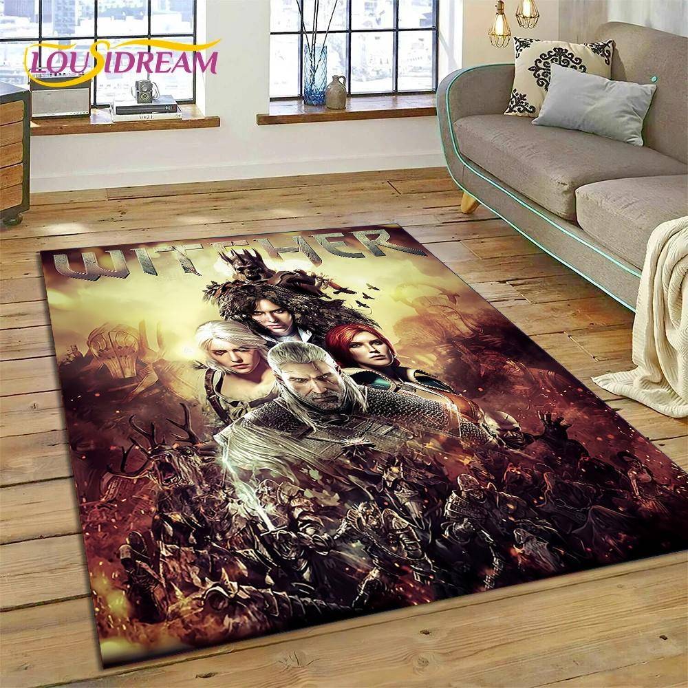 3D The W-Witcher 3 Spel Wild Hunt Mat Matta för Vardagsrum Sovrum Heminredning, Golvmatta Halkfri Dekoration för Soffa Dörrmatta