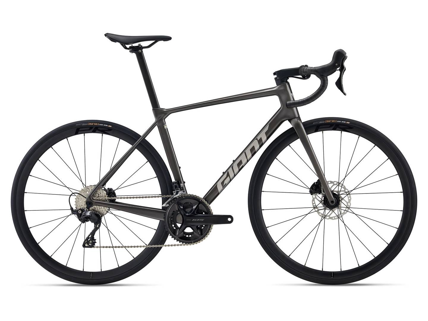 Giant TCR Advanced 2 KOM Racercykel Stealth Chrome, Str. L - Grå (L)