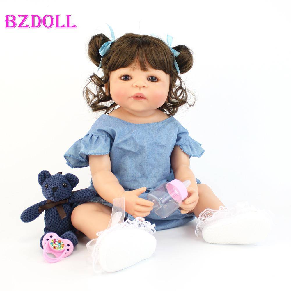 BZDOLL 55 cm hel silikon Bebe Reborn Doll Naturtrogen mjuk vinyl Princess Unicorn Babies Girl Bada leksak Barn Födelsedagspresent Doll-4