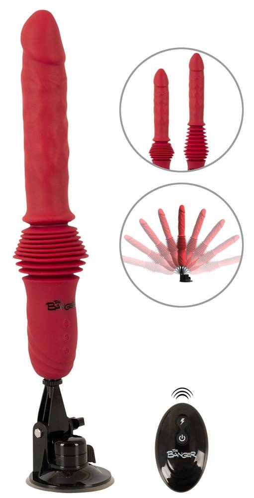 Stødvibrator "RC Double Thrusting Fucking Machine" med aftagelig sugekop