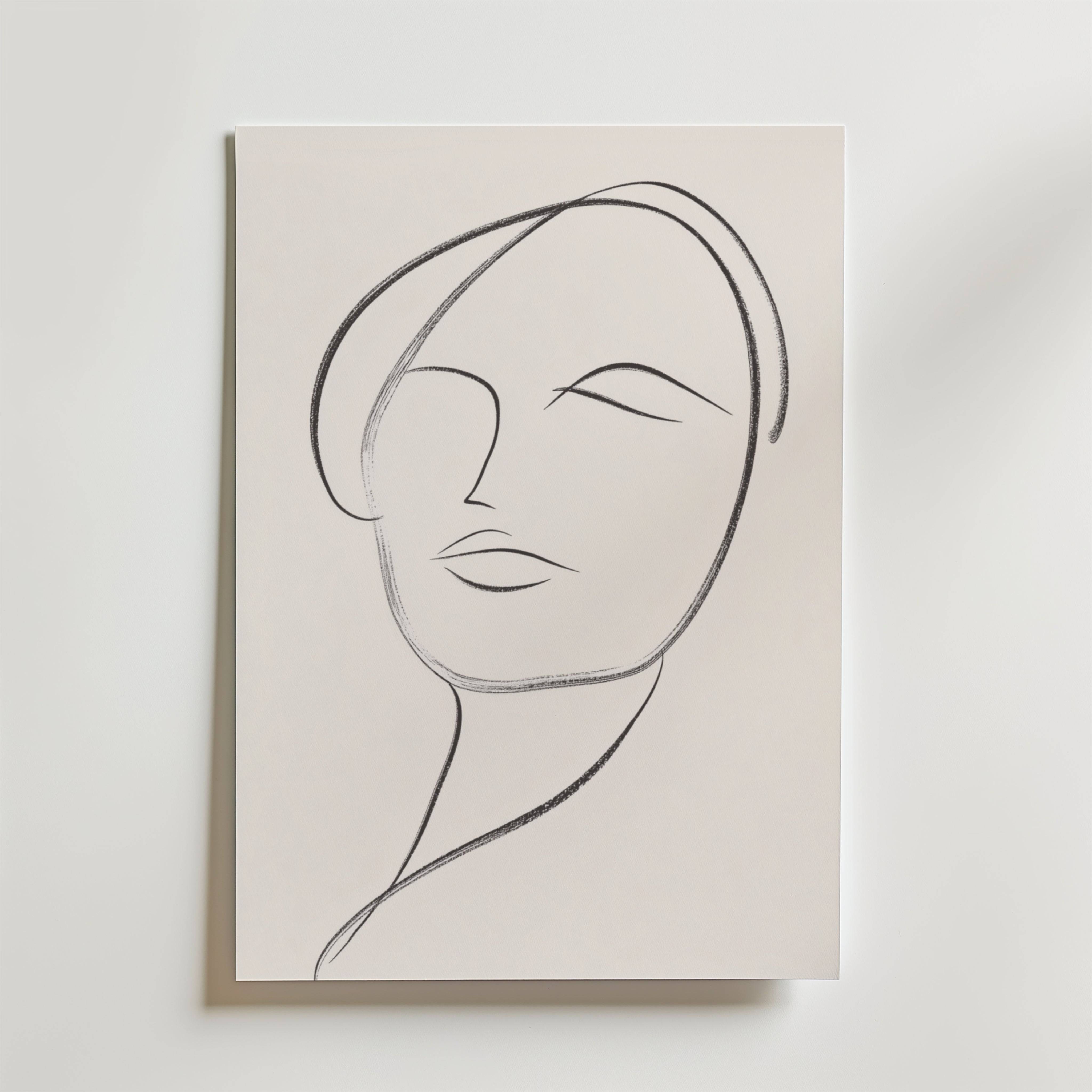 Minimalist Female Portrait Poster - Premium Canvas 40x50 cm
