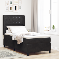 vidaXL Box Spring Seng med Madras & LED Sort 90x200 cm Fløjl