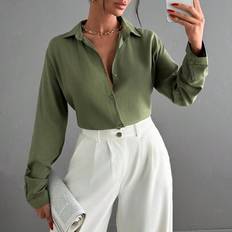 Women's Blouses Viscose Soft Long Sleeve Shirt - Green - L,M,S