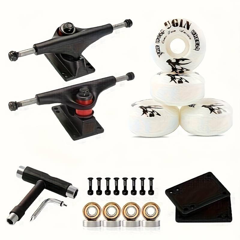 TEMU Skateboard Wheel 52*30mm Professional Skateboard Wheels Suitable For Surfaces, Black Skateboard Axle Combo, Carbon Steel Bearings, Skateboard Tools
