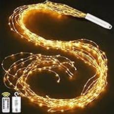 Joycome Led Lichtschweif 1 m 100 LED-ljusslinga, 8 ljuslägen, vattentät, ljusslinga, batteridriven med fjärrkontroll för julgran, inomhus, utomhus, fest, bröllop, dekoration (varmvit)