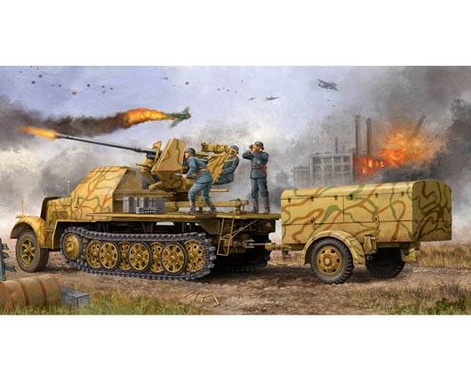 German 3,7cm Flak 37 auf Selbstfahrlafette (Sd.Kfz.7/2 late version) With Sd.Anhänger 52 1/35