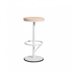 Barpall Orbit Barstool, Farve Vit /Naturell lädersits, Størrelse Höjd 65 cm