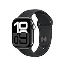 Apple Watch Series 10 GPS + Cellular 42 mm Smart klocka med boett i titan skiffer och Sportband i svart - M/L. Träningsmätare, appen EKG, Retina-skärm som alltid är på, vattentålig