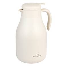GrandTies 1800 ML Stainless Steel Thermal Coffee Carafe - Insulated Double Walled Vacuum Coffee Thermos, Coffee Pot, Hot Water Dispenser - Thermos for Hot Drinks, 12 Hour Heat Retention (Ivory White)