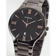 Sekonda - Unisex - Sort armbåndsur med bronzedetaljer