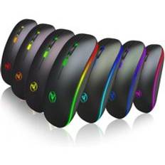 Bluetooth dual mode trådlös mus laddningsbar lätt bärbar led färgglada ljus laddningsbara stumma mus möss för bärbar dator