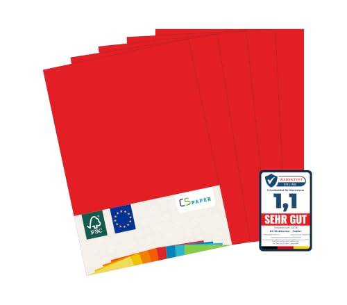 Tillverkad i EU 200 ark färgat papper röd A4 80 g/m² CS papper – skrivarpapper, kopieringspapper, universalpapper för tryck, hantverk och veck i format DIN A4. Papper för hem och kontorsmaterial